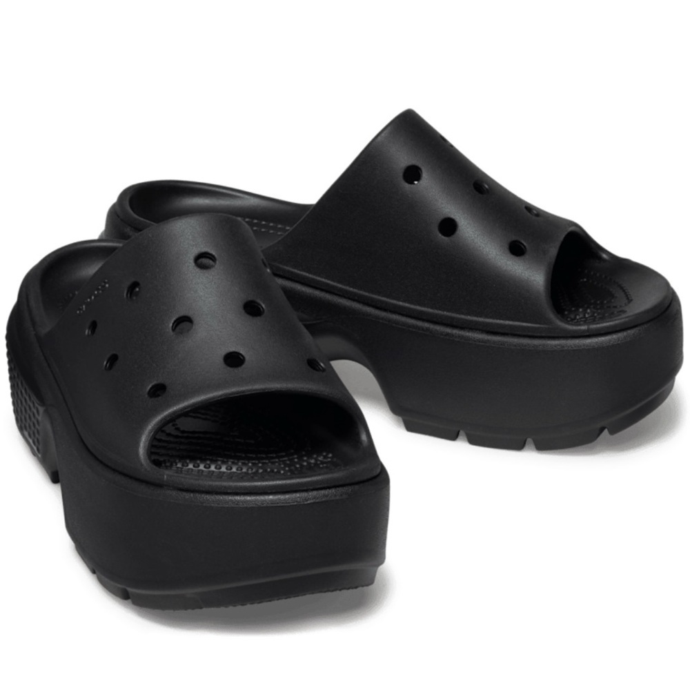 Crocs Stomp Unisex Platform Black Slides Sz W 11 M 9 NWT - Picture 3 of 6